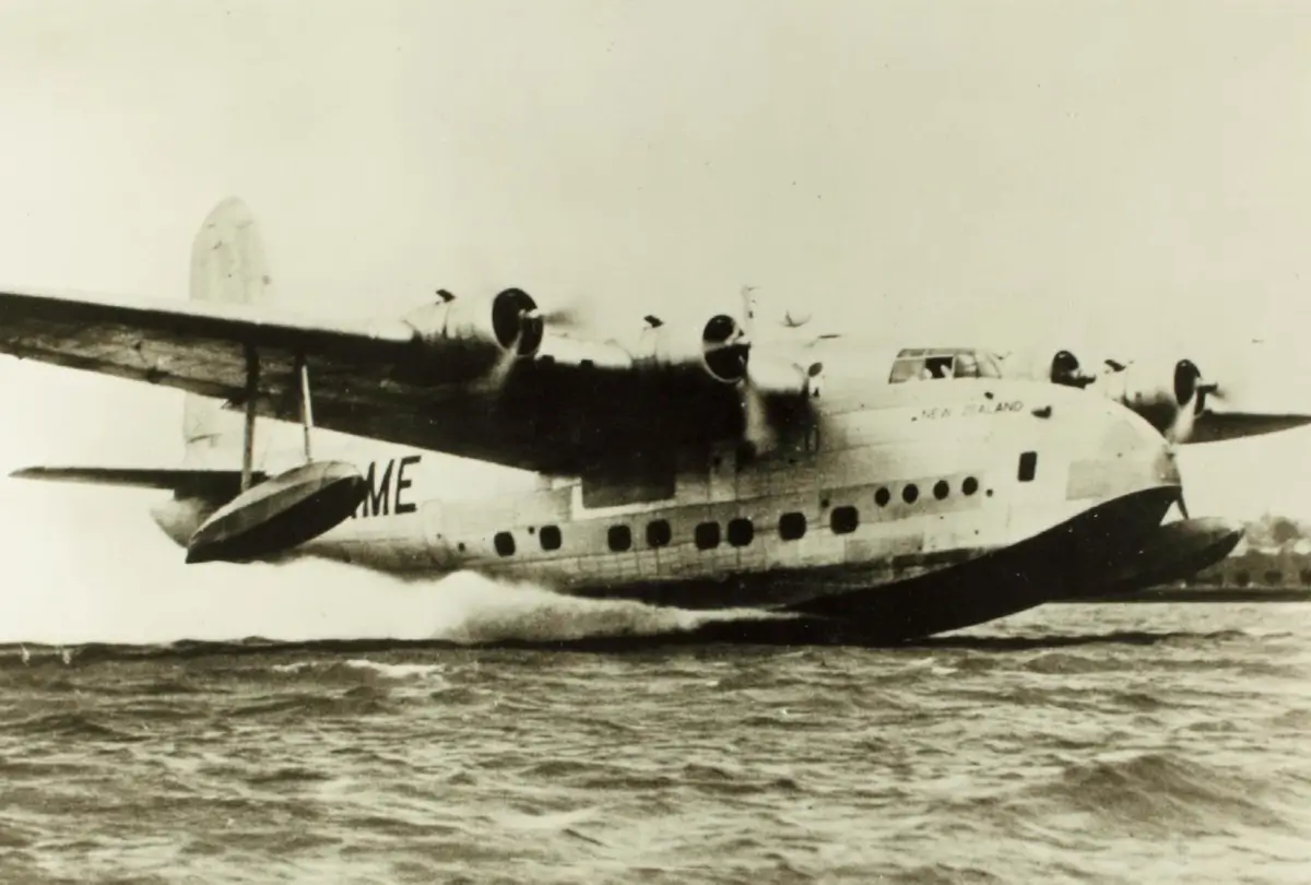 Photo of TEAL 4 engine Short Solent passenger flying boat on the Aitutaki lagoon