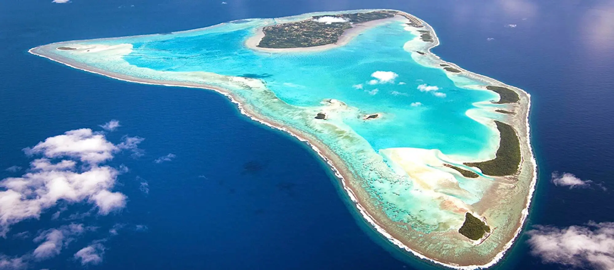 Aitutaki Cook Islands aerial view of the lagoon
