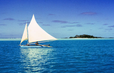 traditional outrigger sailing canoe